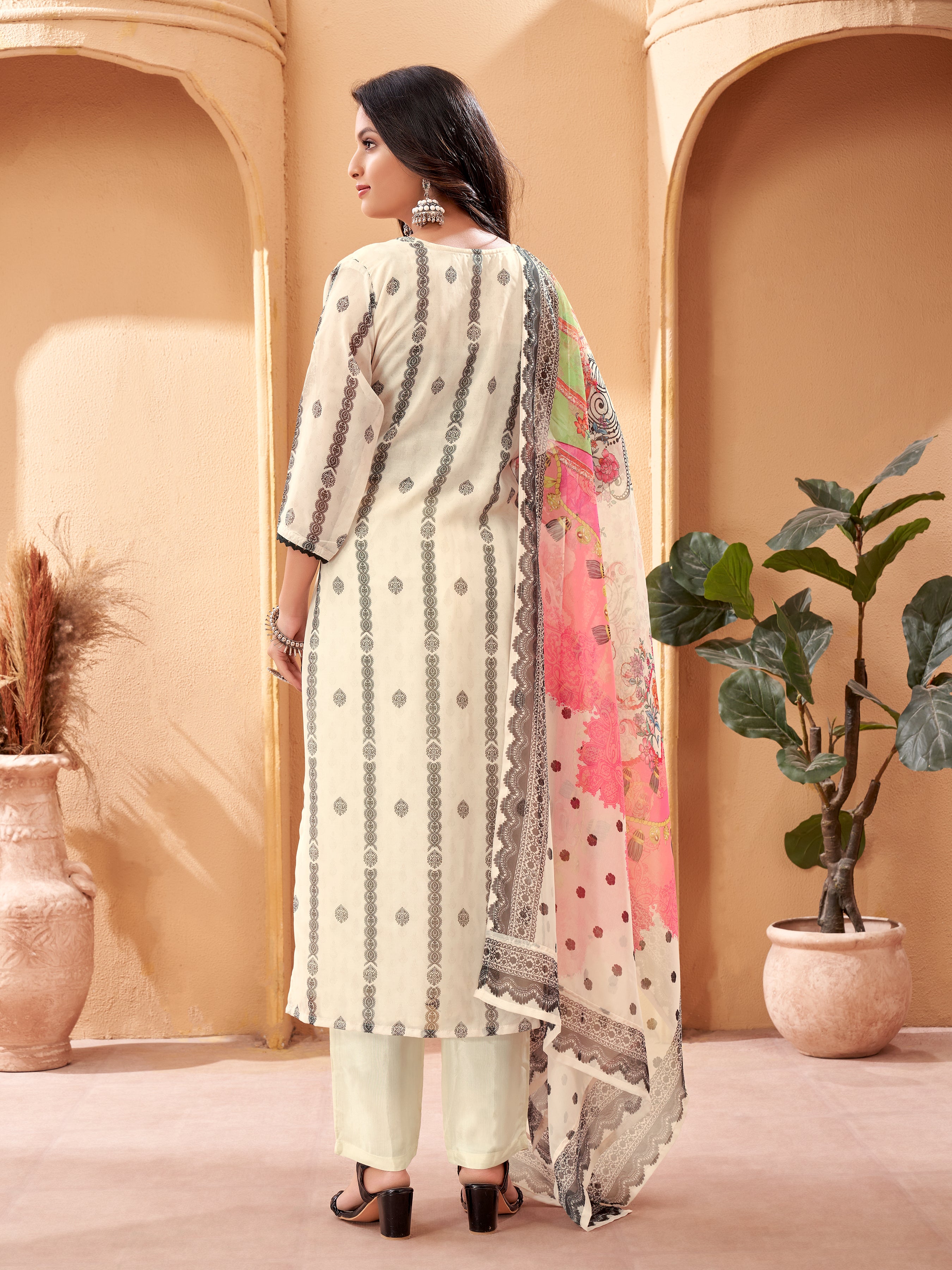 Yoke Embroidered A Line Kurta Set