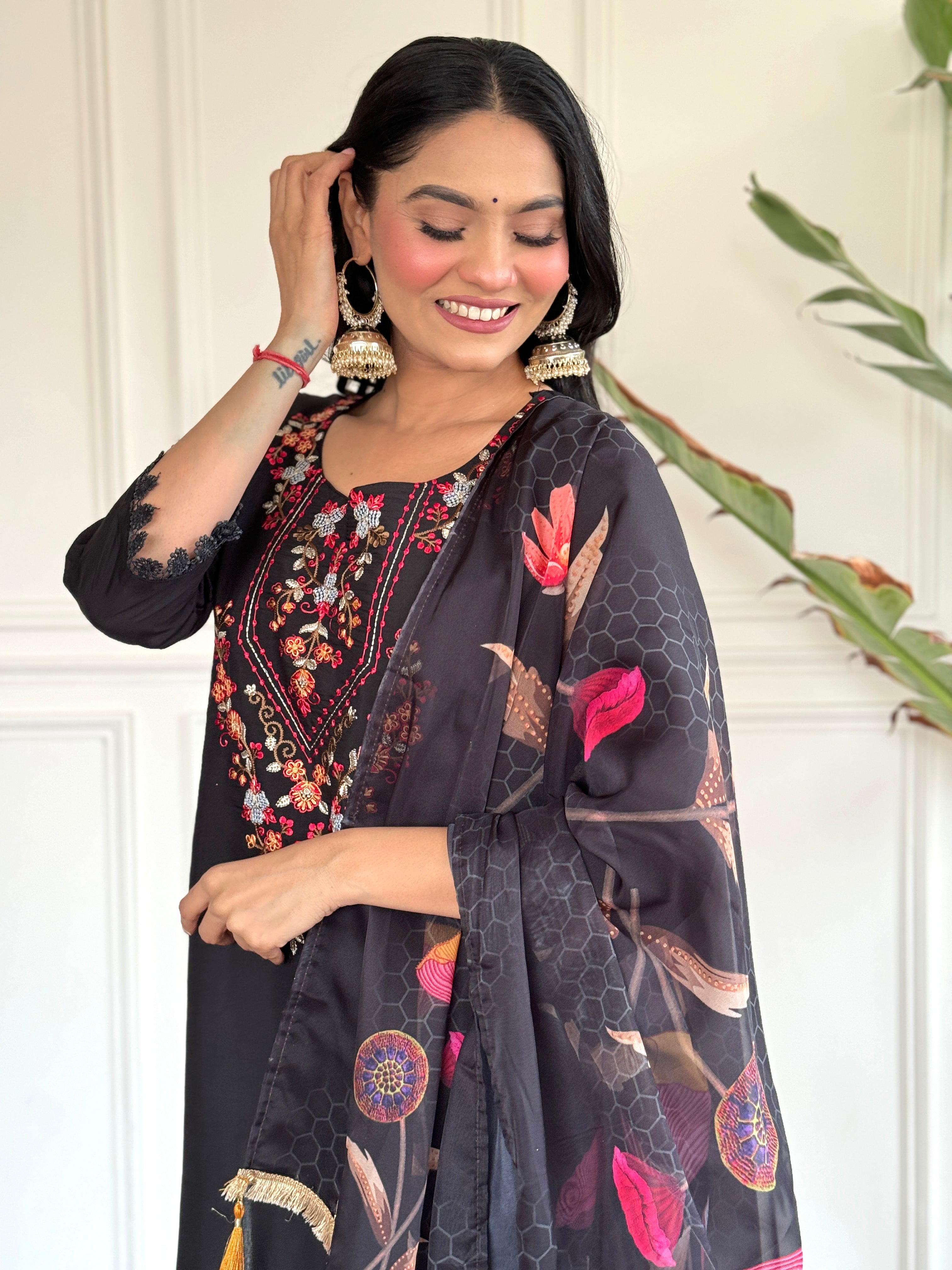 Silk Printed Kurta Set For Women