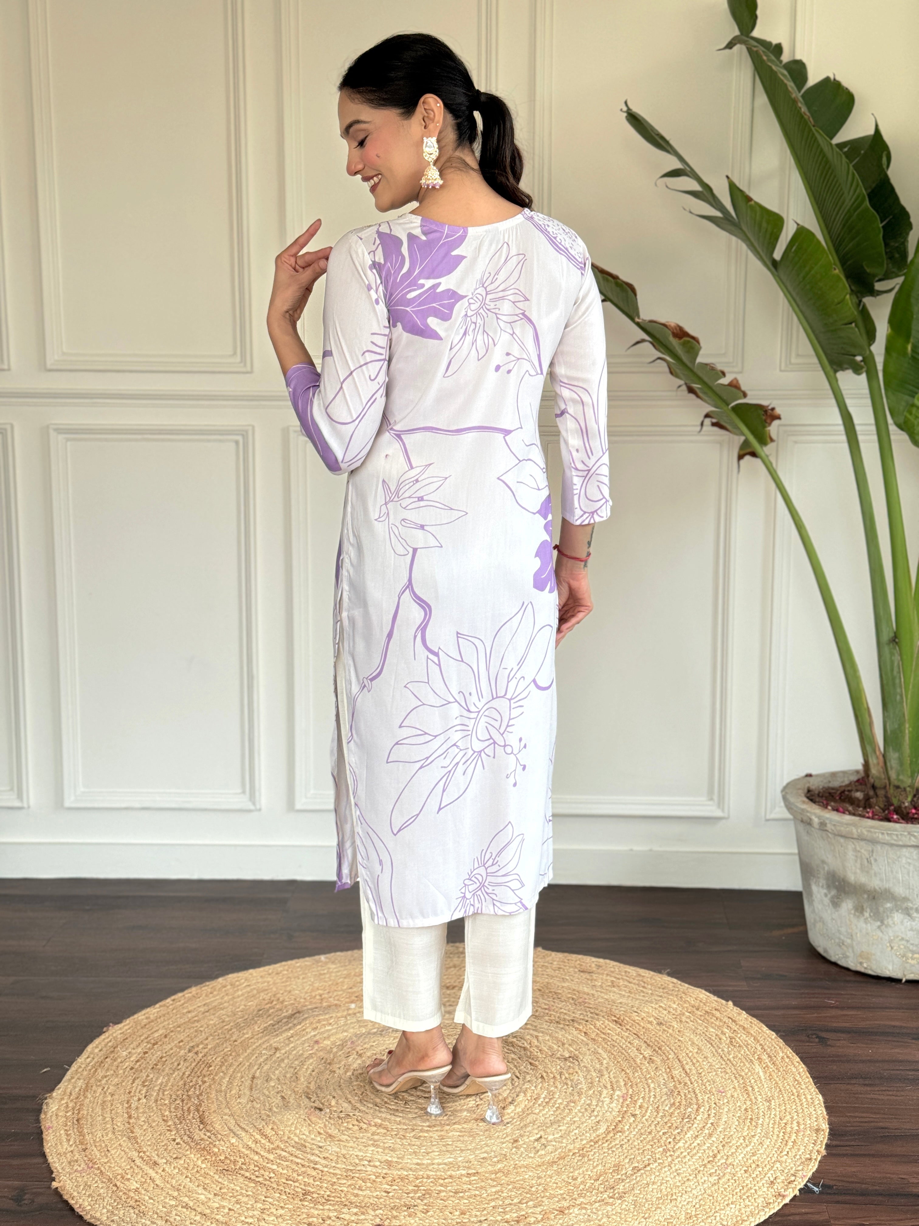 Women Embroidered Straight Kurta with Pants & Dupatta Set