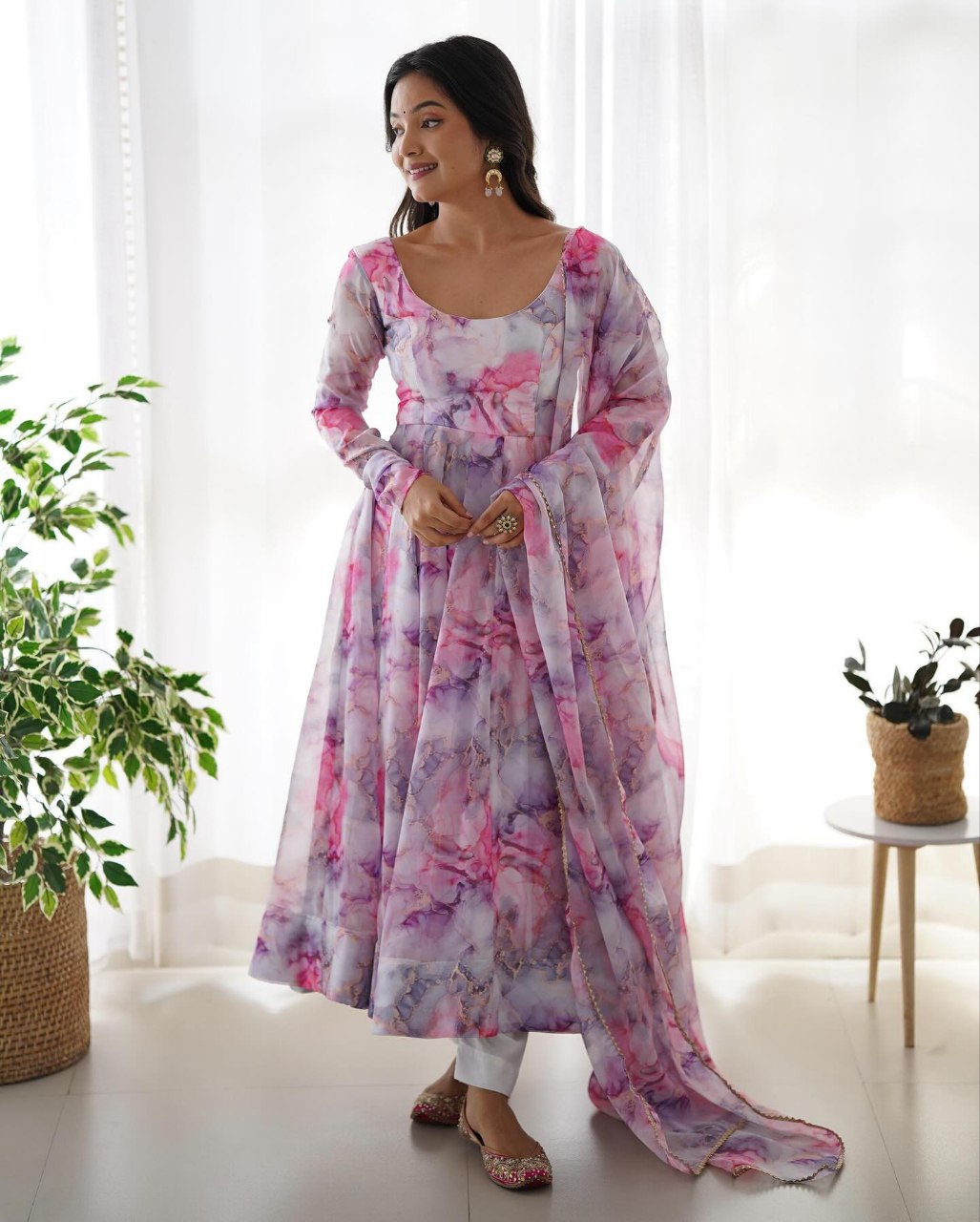 Textured Anarkali Kurta Set